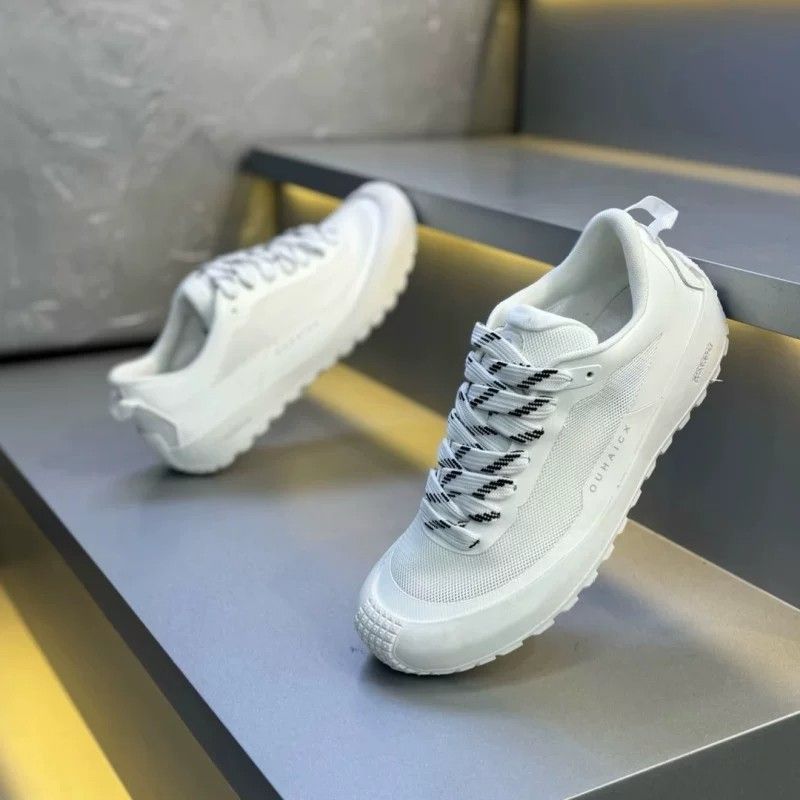 Однотонные мужские низкие крос – обзор и цена Knit Fabric Lace Up Sneakers